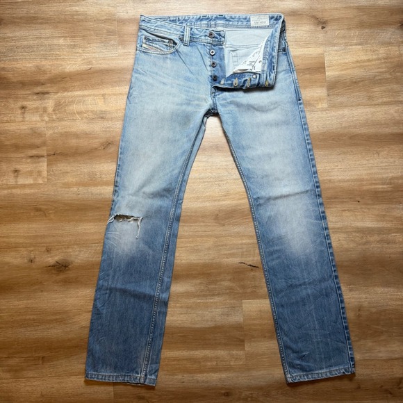 Diesel Other - Diesel Safado Jeans Mens‎ 29x34 Light Blue Slim Straight Distressed Denim 0073P
